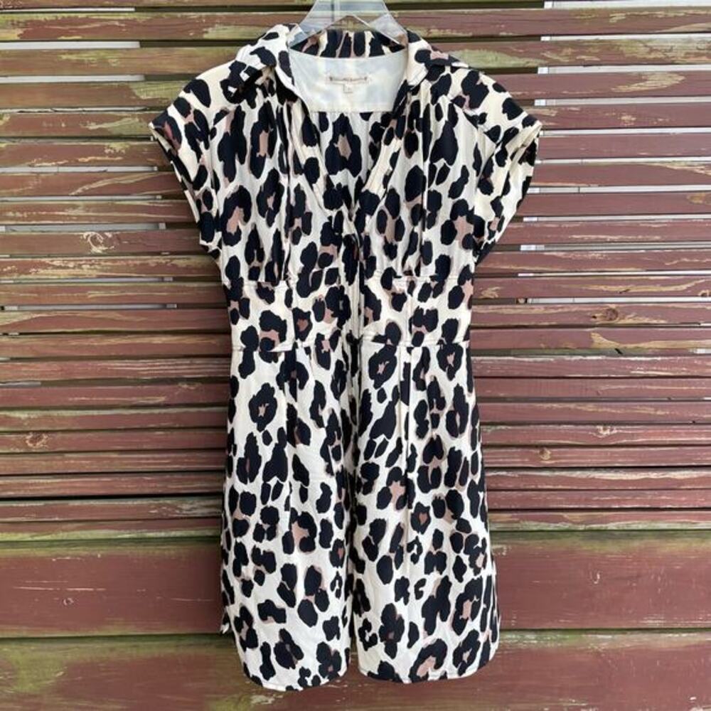 Nanette Lepore Mini‎ Dress Fit and Flare V-Neck Collared Size 6 Leopard Print